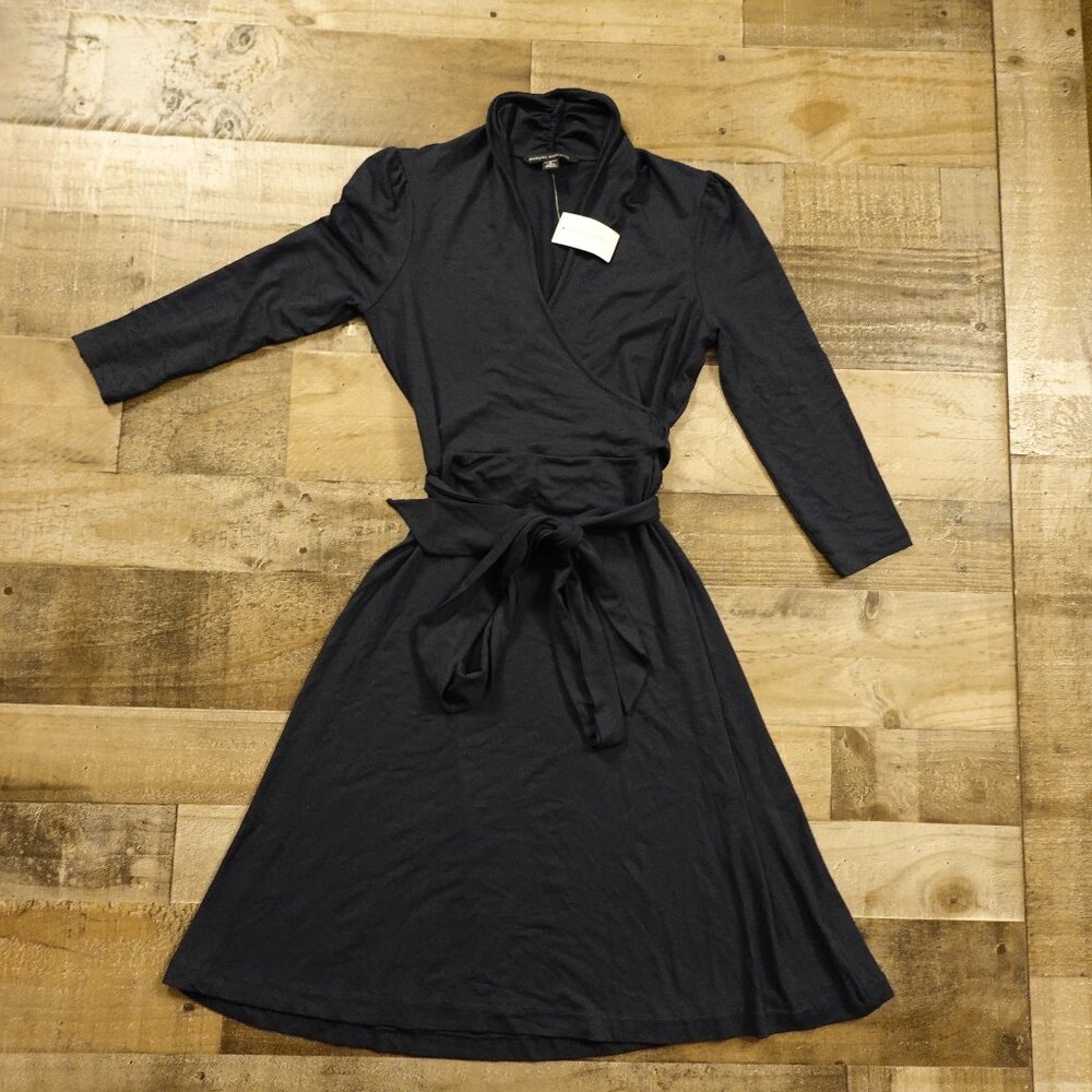 Banana Republic‎ Faux Wrap Dress Women’s S Navy Stretch Long Sleeve Workwear NWT